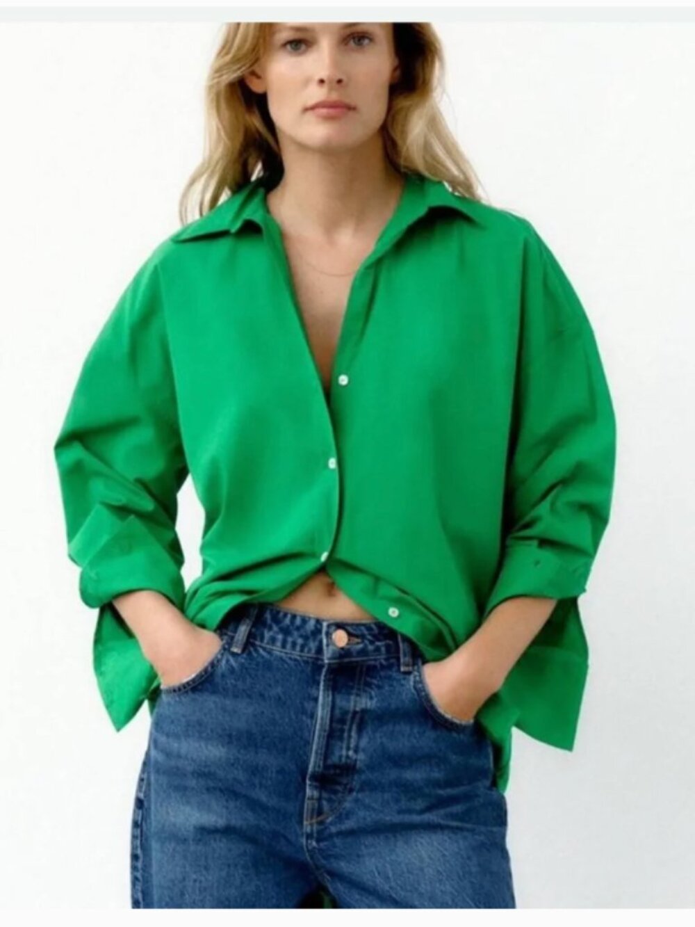 Zara Green Button Down Medium